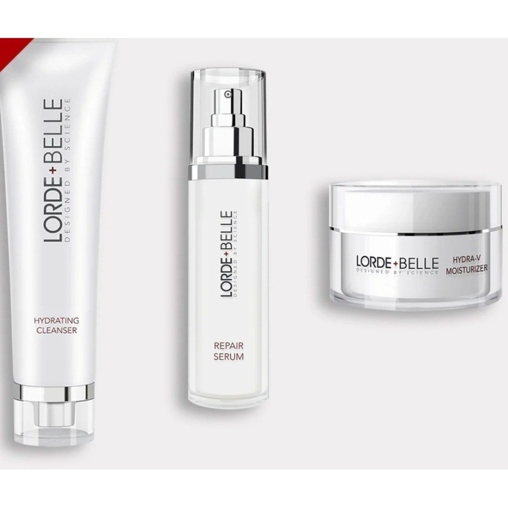 Lorde + Belle Skincare Set Hydrating Cleanser Repair Serum Hydra-V Moisturizer